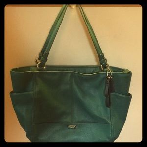 Teal leather Coach bag